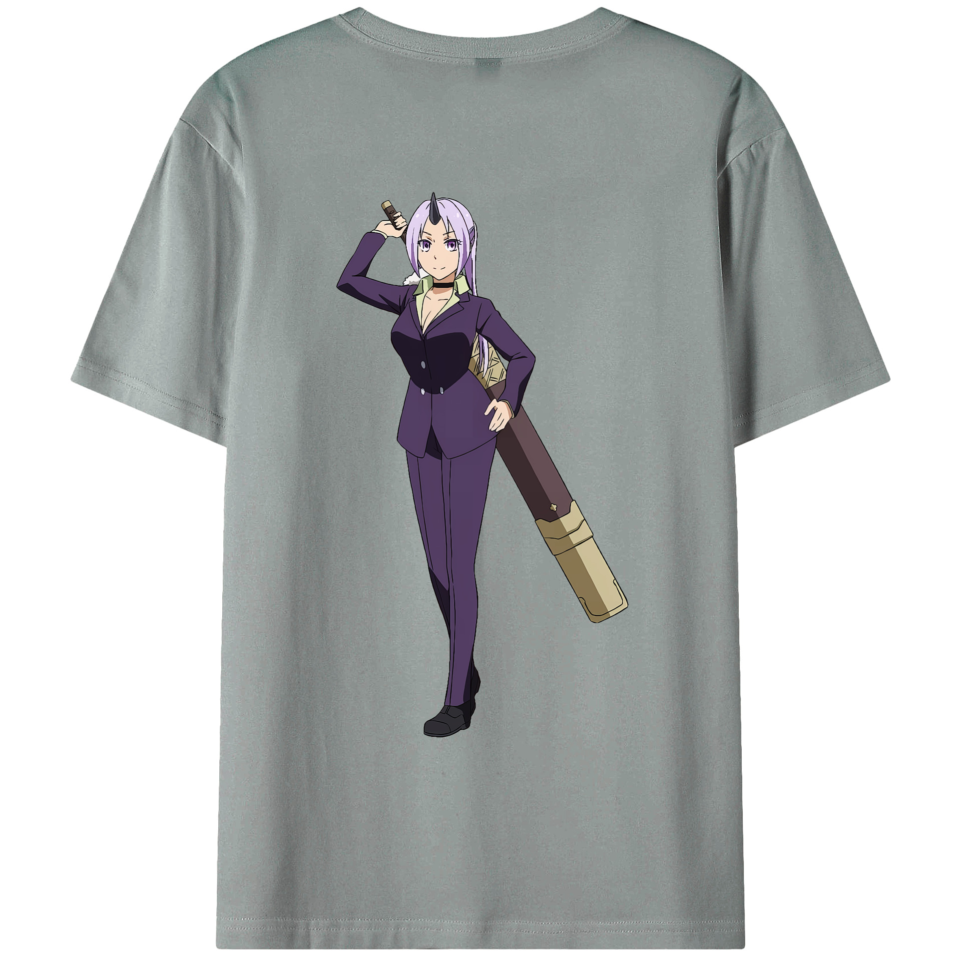 （画像用） 転スラ Regarding Reincarnated to Slime 綿100％ メンズ半袖Tシャツ（バックプリント） 通気性
